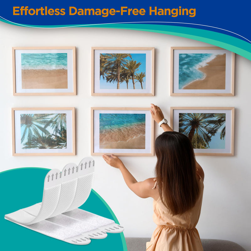 Large Picture Hanging Strips Heavy Duty - 20 Pairs (40 Strips), Wall Hanging Strips for Damage-Free Picture Hanger, Mounting of Photos, Frames, and Wall Decor Large - 20 Pairs