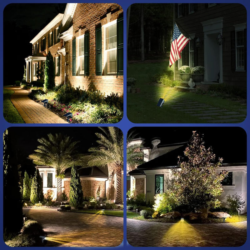 EIUIO Solar Outdoor Lights, 3 Lighting Modes Solar Spot Lights Outdoor with Auto On/Off, Waterproof Landscape Lighting for Garden Yard Pathway 4 Warm White
