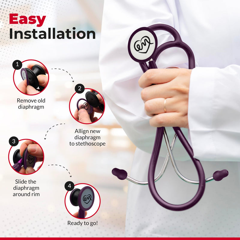 Stethoscope Replacement Part Kit for Littman Stethoscope Classic 3, Cardiology 3 & Cardiology 4 - Fits Classic III, Cardiology III & IV (Plum) Plum