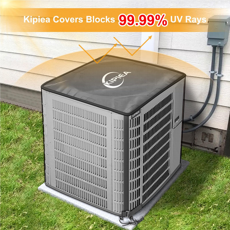 Kipiea 2 in 1 Upgraded Full Mesh Outdoor AC Unit Cover with Detachable 600D Waterproof Top, Air Conditioner Mesh Covers for Outside Units, for All Season (24" W x 24" D x 30" H) 24"W x 24"D x 30"H