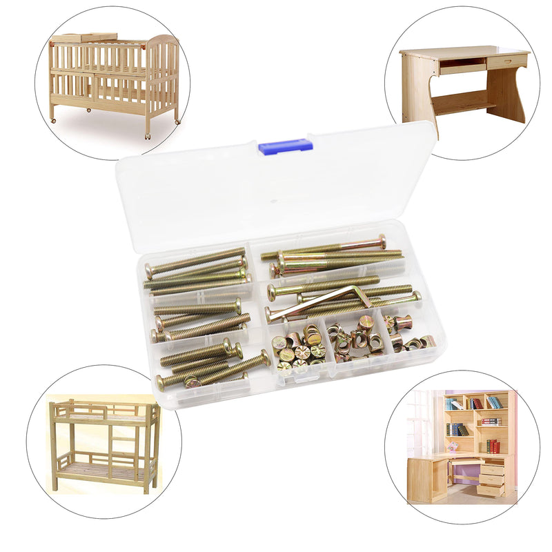 cSeao Crib Screws,Bed Frame Bolts and Nuts Kit, Crib Parts, Bunk Bed Screws, 25-Set M6-1.0x40mm/ 50mm/ 60mm/ 70mm/ 80mm Furniture Barrel Bolts Assortment Kit for Dream on me, Delta, Graco, Fisher Crib