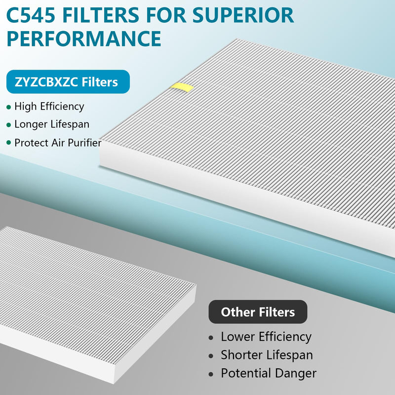 4 Pack C545 Replacement HEPA Filter Compatible with Winix C545, Ture HPEA Filter S Only, Part number 1712-0096-00 4 Pack