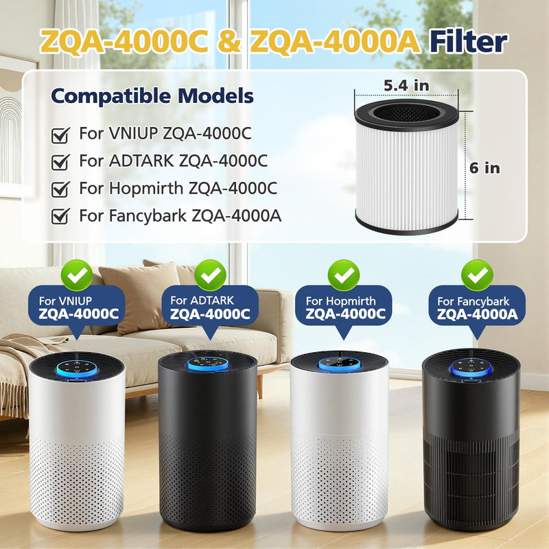 ZQA-4000C Hepa Filters for VNIUP/ADTARK/Hopmirth ZQA-4000C Air Purifier White