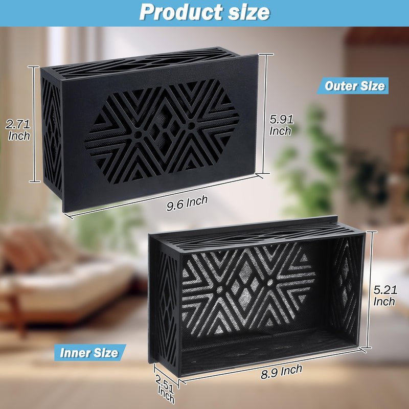 Saillong Doorbell Chime Cover Wood Doorbell Cover Box Only Doorbell Chime Box Doorbell Chime Cover Box Only Universal Decorative with Extra Self-Adhesive Tape Easy to Install for Home (Black) Black