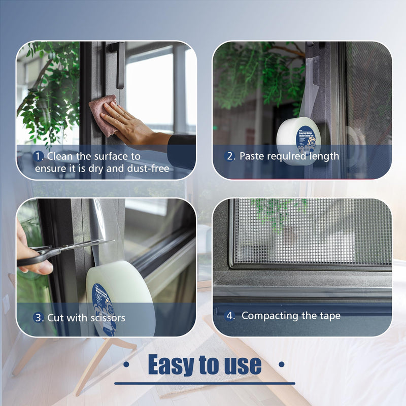 Heavy Duty Window Weather Sealing Tape - Transparent Window Tape for Winter and AC Insulation, No Mess Winter Window Seal Kit - 2 Inch Wide 90 FT Long 2IN x 90FT