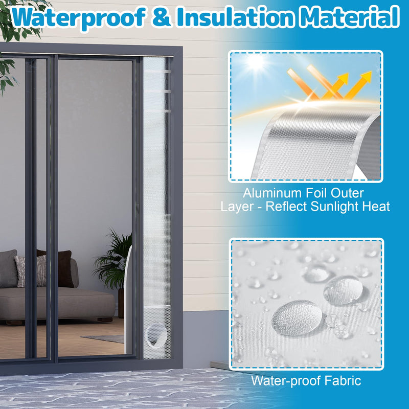 Air Jade Portable Air Conditioner Sliding Door Vent Kit, Insulated Sliding Door AC Vent Kit with Mesh Vent, Adjustable Door Seal Kit from 76" to 92", Fits 4", 5" and 5.9" Duct & Hose, with Leaf Guard Fit up to 92 inches