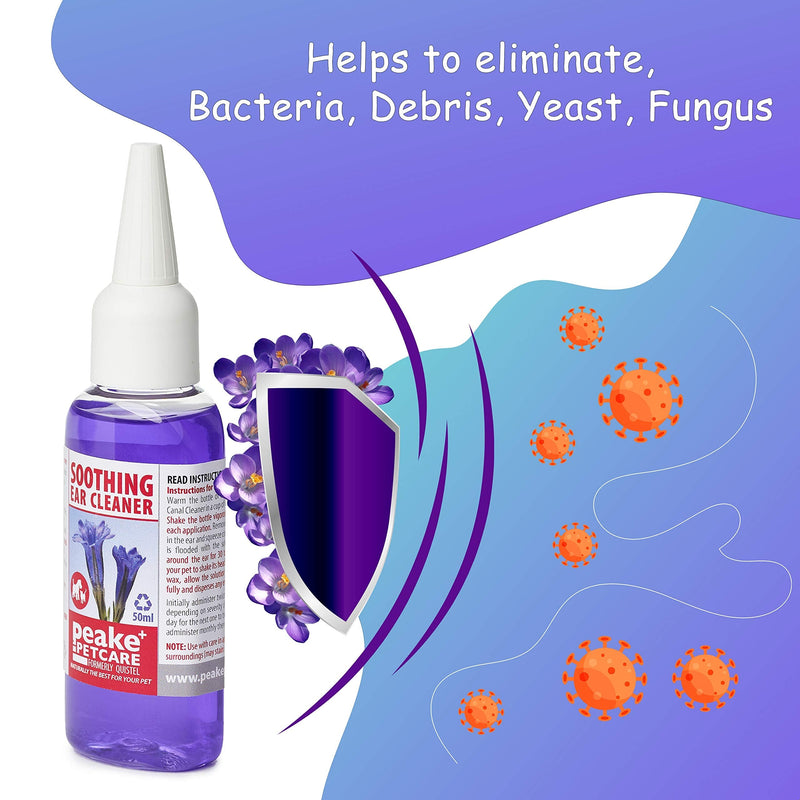 Quistel Dog Ear Cleaner Solution - Soothing Canaural Ear Drops - Dog Ear Drops for Infection Wax Dirt Yeast and Mites - 50ml - PawsPlanet Australia