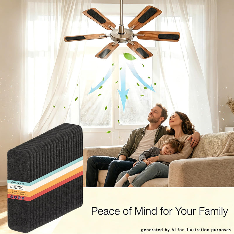 21 Pack Ceiling Fan Filters for Blades, Fan Blade Air Purifier Pads Black-21packs
