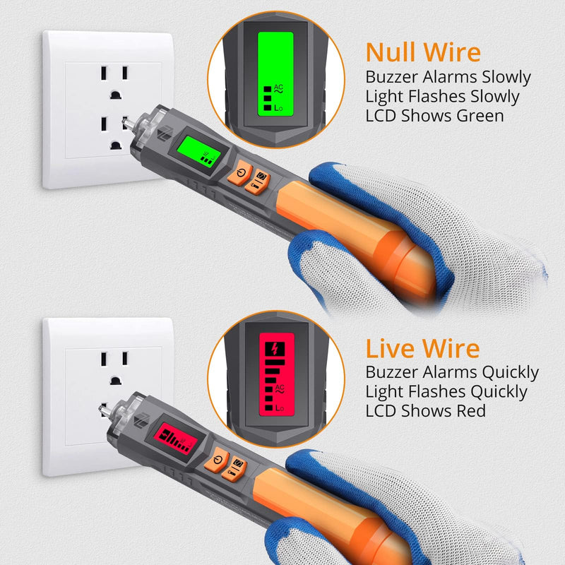 Neoteck Voltage Tester/Non Contact Voltage Tester 12-1000V/48-1000V Adjustable Sensitivity AC Voltage Detector Tester Pen Live/Null Wire Tester with LCD Display Buzzer Alarm Wire Breakpoint Finder
