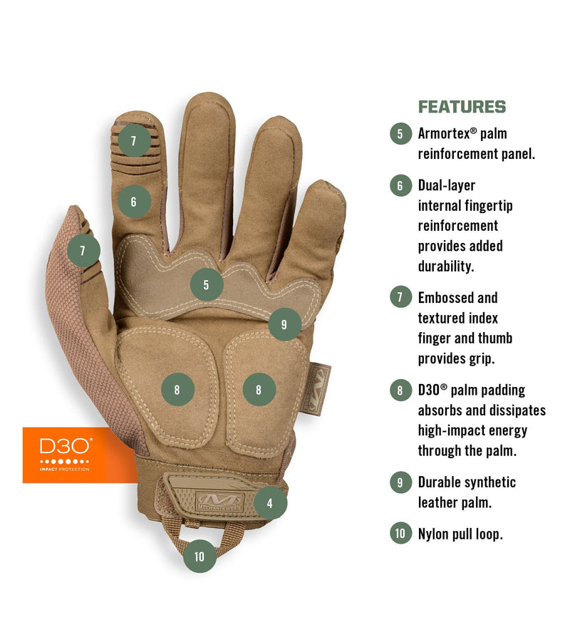 Mechanix Wear: M-Pact Tactical Gloves with Secure Fit, Touchscreen Capable Safety Gloves for Men, Work Gloves with Impact Protection and Vibration Absorption (Brown, Small) Brown
