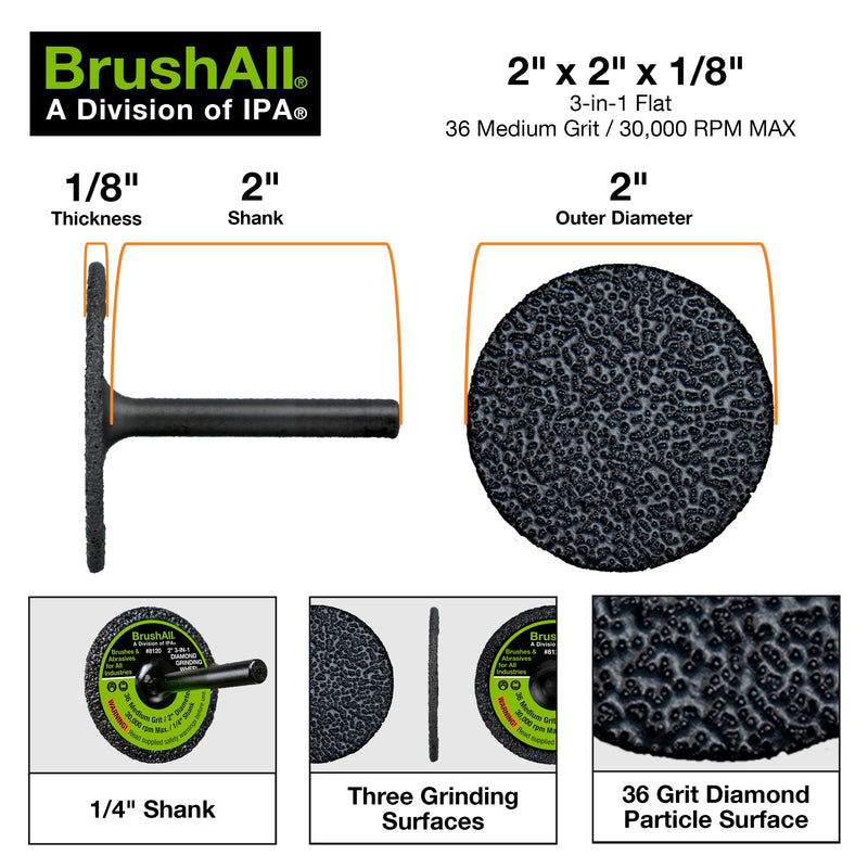 Diamond Grinding and Cut-Off Wheel (2" 3-in-1 Diamond Grinding Wheel) 2" 3-in-1 Diamond Grinding Wheel