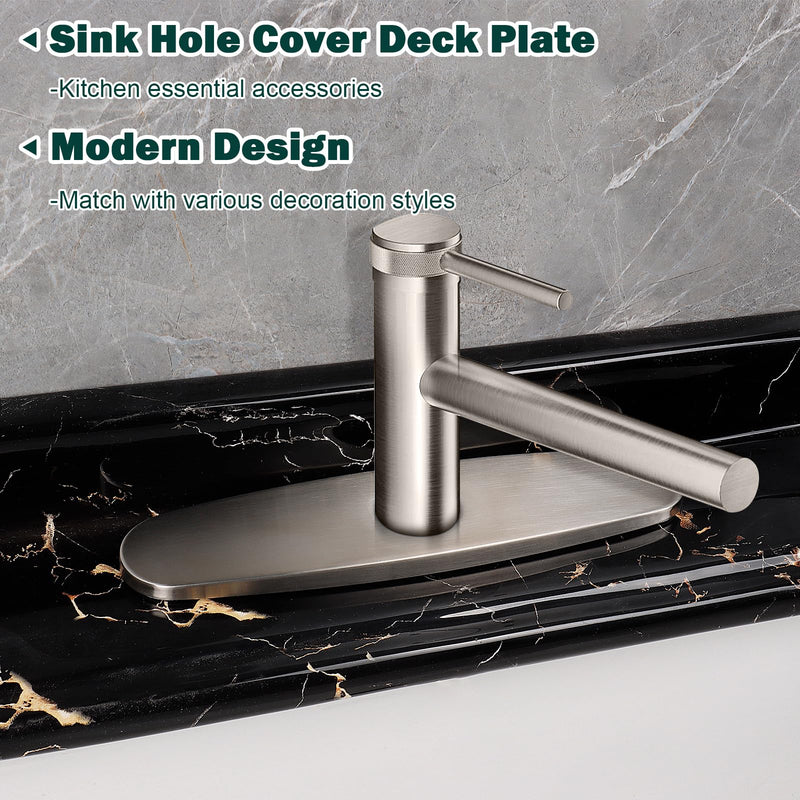 Sink Hole Cover Deck Plate, Escutcheon Plate Stainless Steel for Bathroom or Kitchen Sink Faucet 9.8 Inch (Round, Brushed Nickel) Circular
