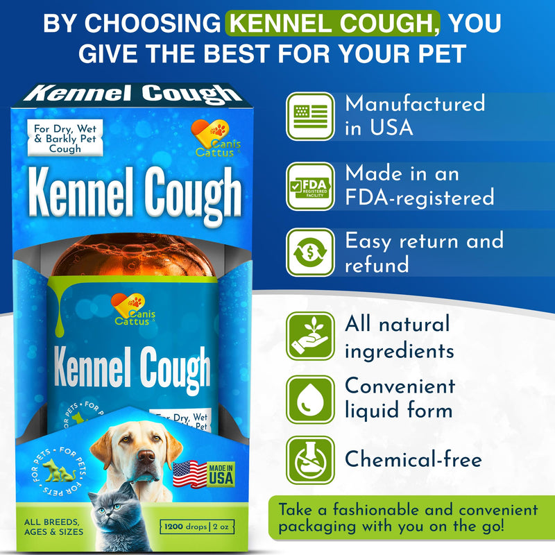 Dog Cough | Kennel Cough | Cat Cough | Dog Allergy Relief | Supplements for Dogs & Cats Health | Allergy Relief Immune Supplement for Dogs | for Dry, Wet & Barkly Pet Couh | 2 Oz 1 Pack x 2 Oz