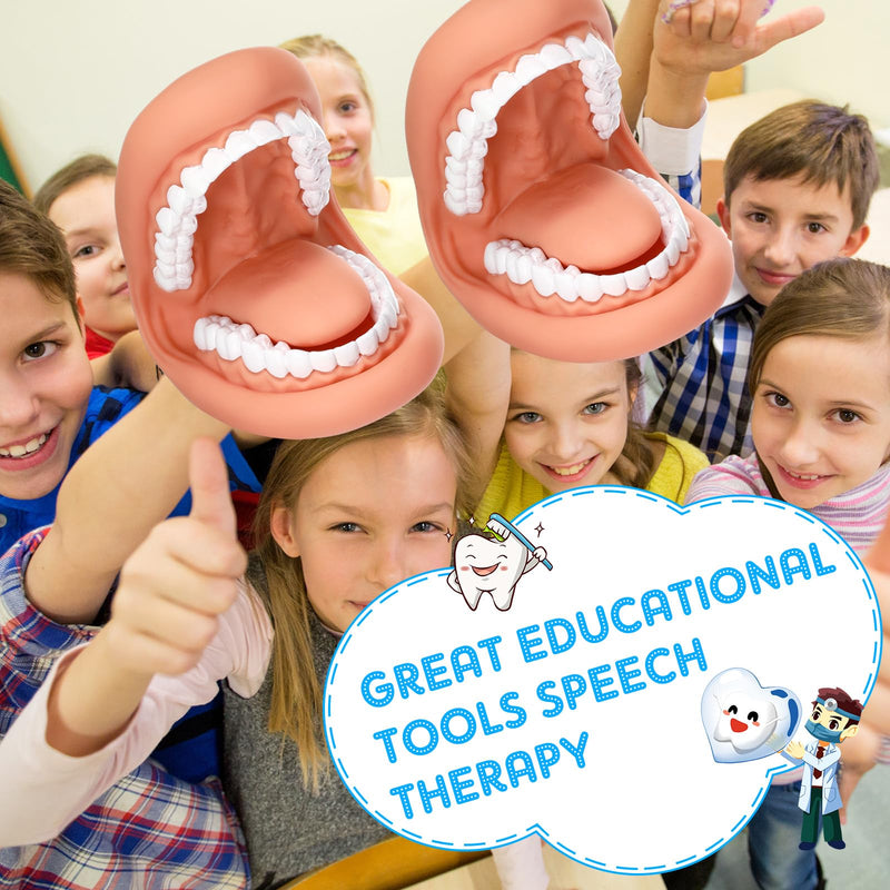 Patelai 2 Pcs Mouth Puppet with Tongue Teeth Mouth Hand Puppet Dental Mouth Model and Toothbrushes for Boys Girls Educational Tool Speech Therapy