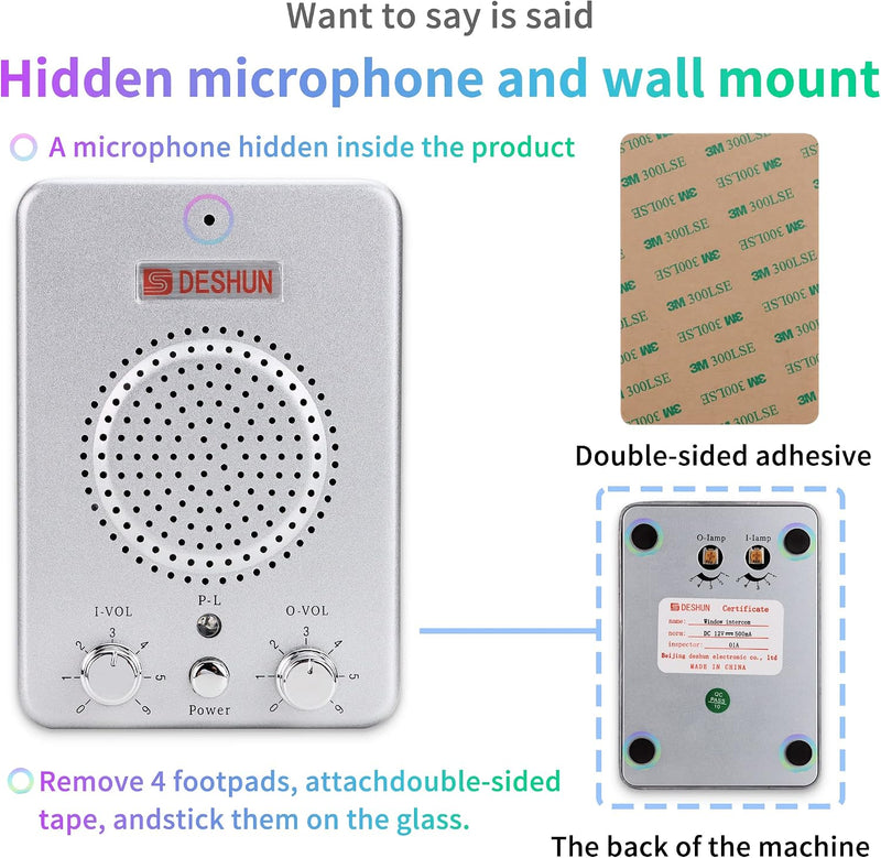 Window Speaker Intercom System,Wired Dual-Way Window Counter Intercom, High Power Speaker for Store,Business,Catering.