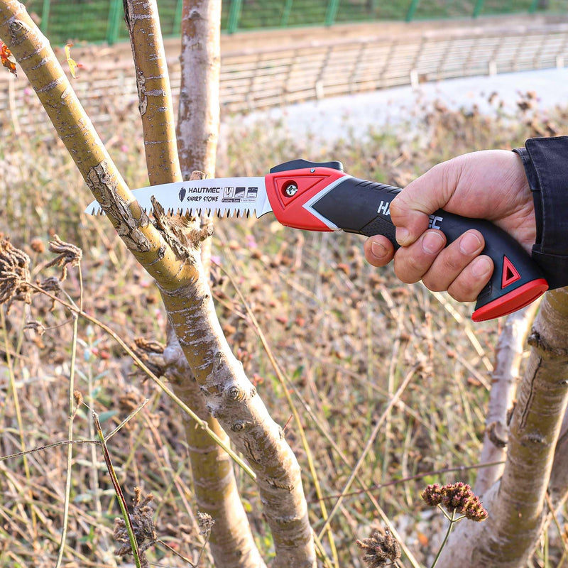 HAUTMEC 6" Folding Saw Pruning Saw, Pro Folding Saw of Sharp Stone Serie, SK5 Foldable Blade Triple-cut Teeth, for Wood Cutting, Garden Camping, Landscaping, Tree Trimming HT0303 6 inches for sprigs