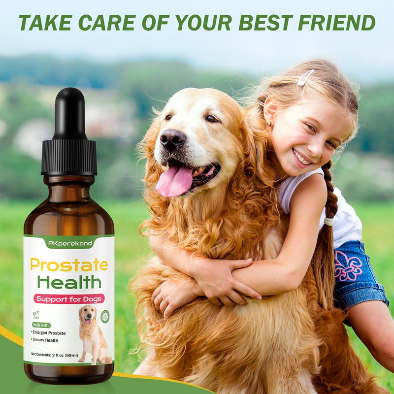Prostate Health Support for Dogs, Relieves Enlarged Prostate, Supports Urinary Tract Health, Normal Frequency, Enhances Overall Immune Wellness, Natural Herbal Supplement, 2 oz (59 ml), Herbal Flavor