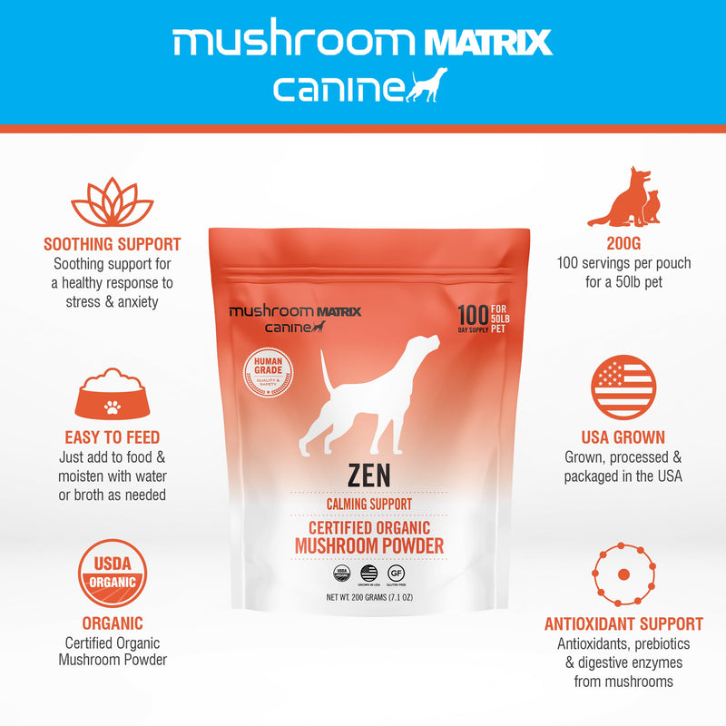 Om Mushroom Matrix Skin & Coat Mushroom Pet Supplement, Provides Seasonal Allergy Skin & Coat Support for Dogs & Cats, 200 Grams, 7.1 oz 200 gram pouch - PawsPlanet Australia