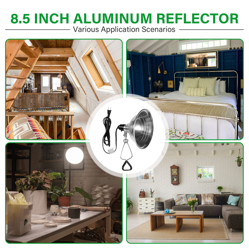 Simple Deluxe Clamp Lamp Light Socket with 8.5 Inch Aluminum Reflector, Suit for Max 150 Watt Lamp (No Bulb Included) with 18/2-Gauge 6 Feet Cord, 1-Pack 8.5 Inch (150 Watts)