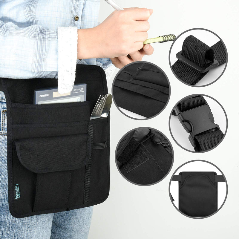 Beautyflier Premium Quality Restaurant Waiter Waist Money Pouch, Restaurant Waitress Accessories Bag, Restaurant Serving Apron Bag with Adjustable Belt for Restaurant, Hotel, Bar etc. 8.25 x 10" Black