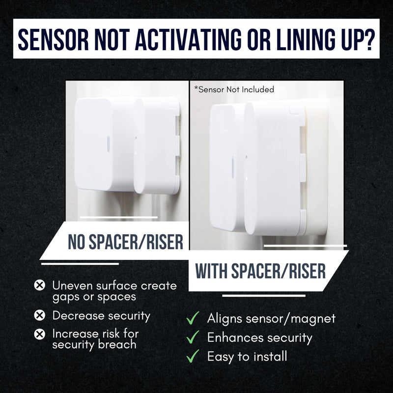 Magnet Riser Compatible with SimpliSafe | Alarm Contact Spacer with 3M Adhesive | Alarm Riser - Sensor/Magnet Not Included (5 Pack - 1 inch)