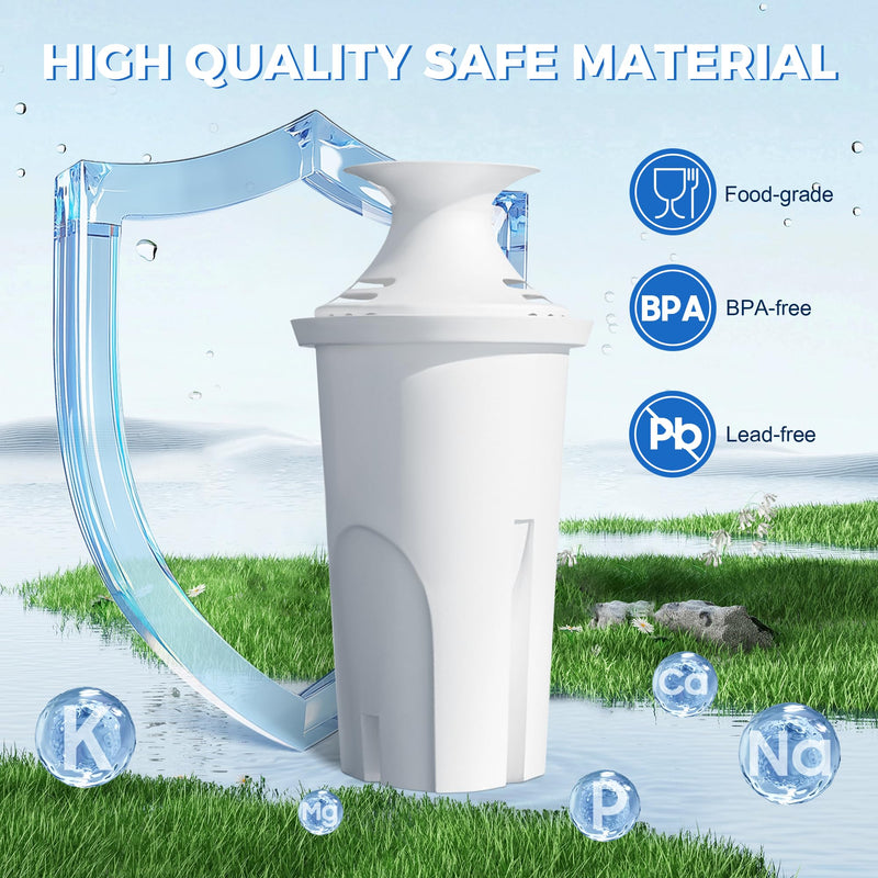 Water Filter Replacement for Brita Water Pitchers and Dispensers, Classic 35557, OB03, Mavea 107007, Reduce Chlorine and Bad Taste, BPA free, Pack of 6