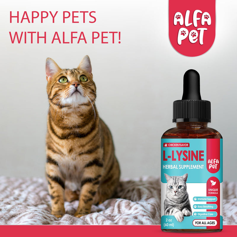 L Lysine for Cats with Taurine & Probiotic – A and B Vitamins Help with Watery Eyes, Sneezing, Cough, Allergies – Feline Upper Respiratory Supplement Works as a Natural Antibiotic for Cats – 2 Oz 2 Fl Oz