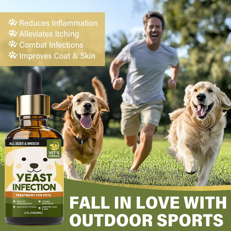 Yeast Infection Treatment for Dogs, Dog Ear Infection Treatment with Natural Ingredients, Gentle Care, Improves Skin Problems, Relief Drop for Itchy Skin for Dogs & Cats, 60ML