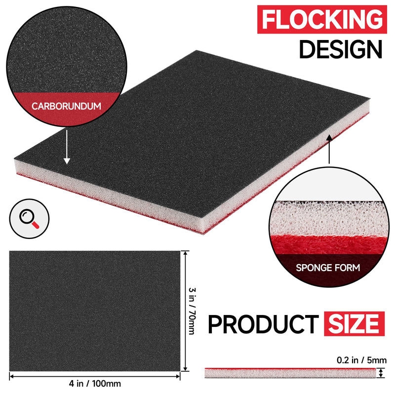 20 Pcs 3 x 4 Inch 180-3000 Grit Sanding Sponge Set, Ultra Fine Sanding Sponges Pads, Soft Foam Hand Sander Block Wet Dry Sandpaper for Model Drywall Metal Wood Furniture Polishing Mix Grit