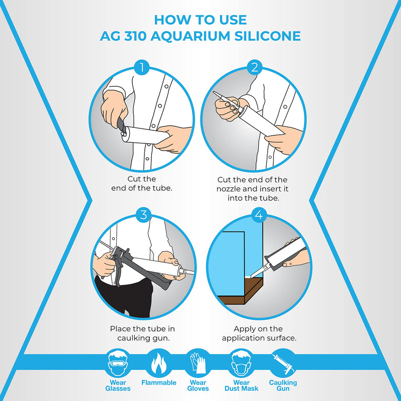 Aquarium Silicone Sealant Clear 10.5 fl oz - 100% Silicone, Waterproof Aquarium Safe Silicone, Non-Toxic Fish Tank Glue, Solvent Free, Rapid Curing, Strong Adhesion, Transparent, 1 Pack