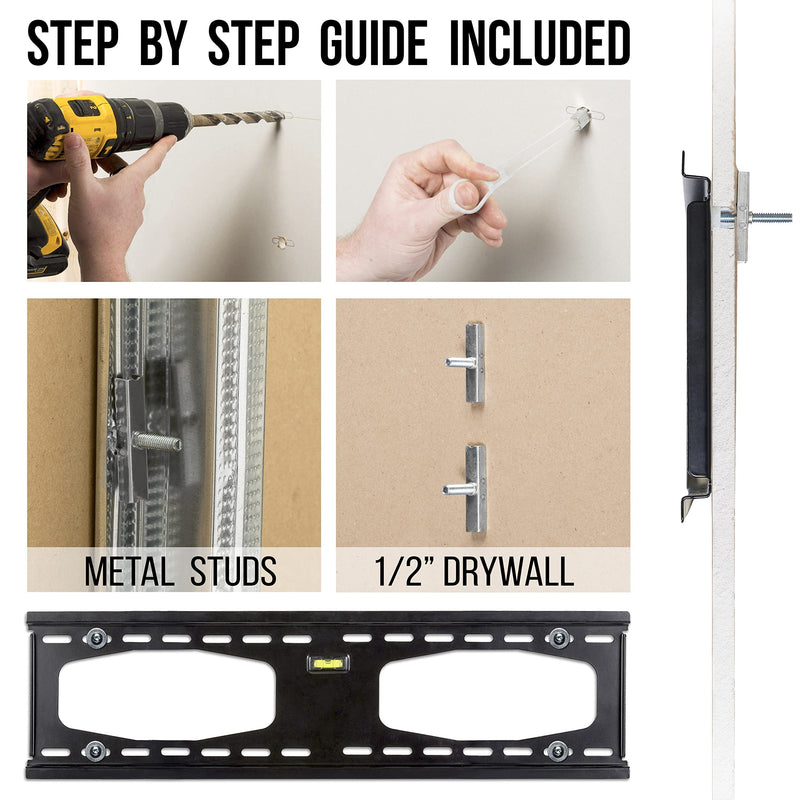 CondoMounts MSK9010 Steel Stud TV Mounting Kit | Wall Mount VESA Mount Screws, Anchors & Titanium Drill Bit | Heavy Duty TV Mounting Hardware Kit Supports 200lbs 4 Anchors