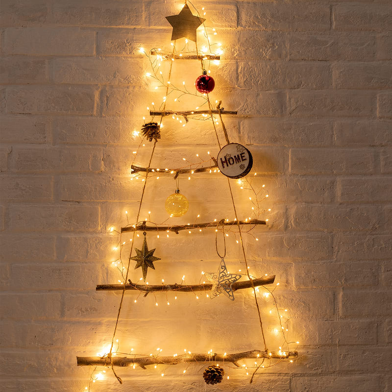 Minetom Fairy Lights Plug in, 10Feet 200 Led Cluster Lights Waterproof Firecracker Starry String Lights for Ceiling Bedroom Wreath Window Wedding Christmas Tree Decoration, Warm White (No Remote) 200LEDs