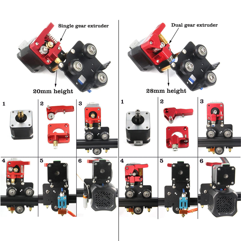 Direct Drive Dual Gear Extruder with Pulleys Upgrade Support Plate with Motor Kit Easy Print Flexible Filaments for Ender 3 V2 Ender 3series CR-10series(Dual Extruder Support Motor Kit) Dual Extruder Support Motor Kit