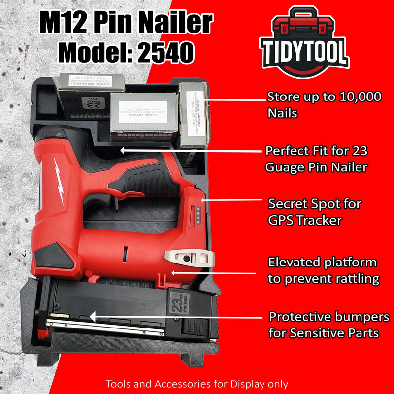 Tidy Tool Insert for Milwaukee M12 Pin Nailer and Packout Compact Organizer