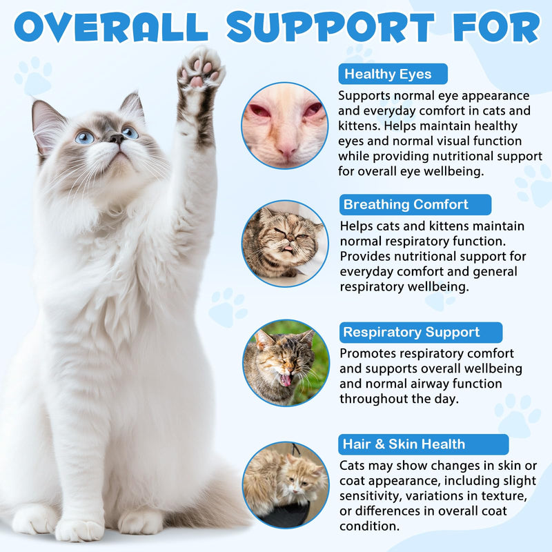 Natural Cat Lysine Drops for Immune Support – L-Lysine Supplement with Astragalus & B Vitamins for Respiratory Health, Tear Stain Relief, Skin & Coat Care – 100% Natural Liquid Drops for Cats(2 fl oz)