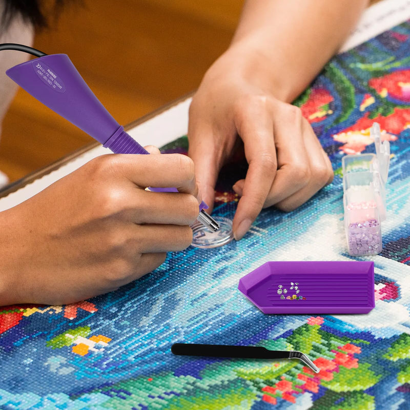 Maxmartt Hotfix Applicator Tool, DIY Hot Fix Rhinestone Setter, Quick Heating Hot Fix Wand Rhinestone, DIY Applicator Embellishment Tools, for Setting Rhinestones and Beads (Purple) purple