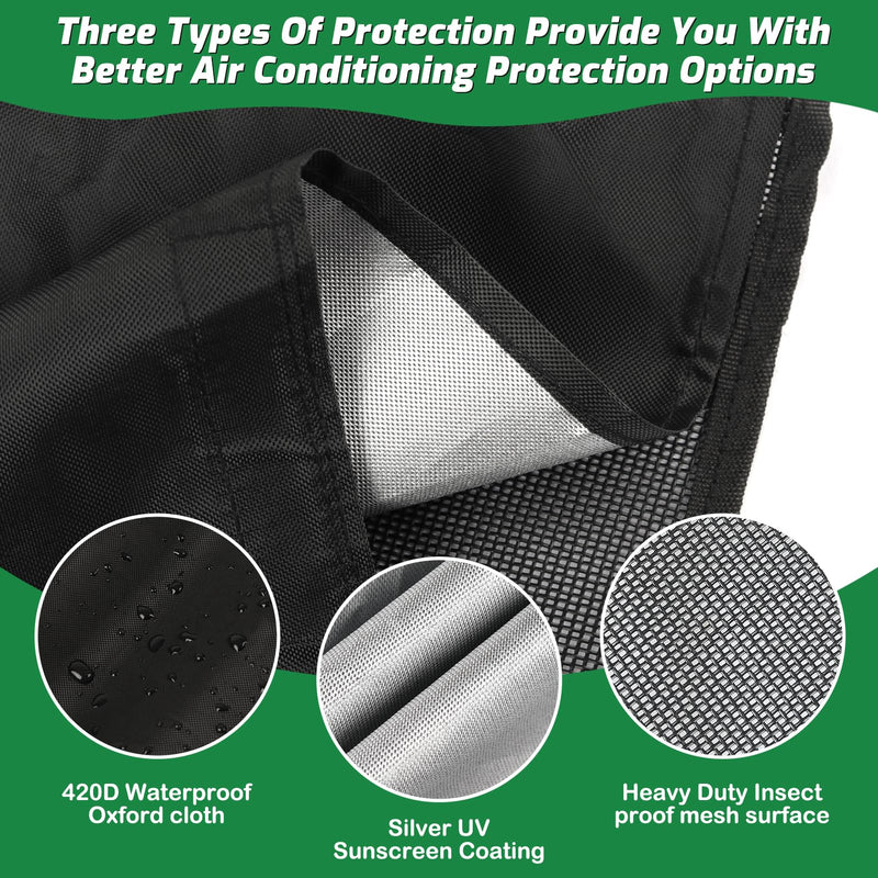 Mesh Window Air Conditioner Cover Outdoor, 21"W x 16"D x 15"H Double-Layer Cloth + Mesh Cover for All Year