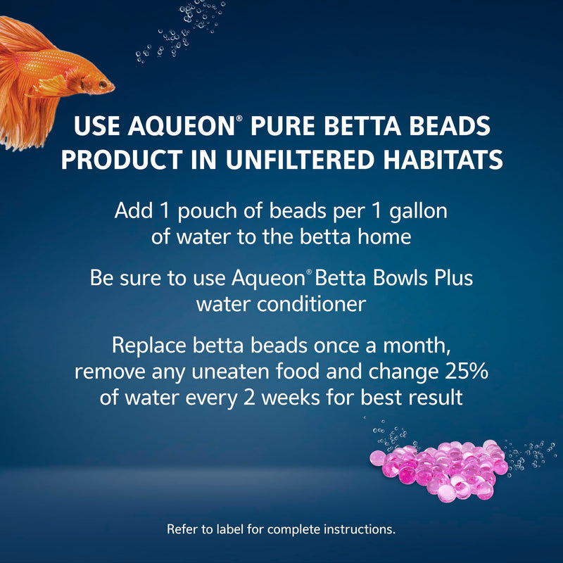 Aqueon Pure Betta Beads, Water Care for Unfiltered Aquariums, Maintains Clear Water and Helps Breakdown Organic Sludge, Pink (Pack of 2) One Pouch (Pack of 2)