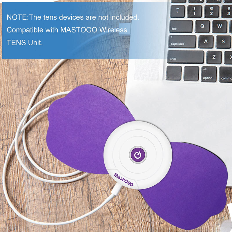 Tens Unit Wireless Electrode Pads, MASTOGO Replacement Electrode Pads with Standard 3.5mm Snap-on Connectors (4PCS/Set) (Purple) Purple