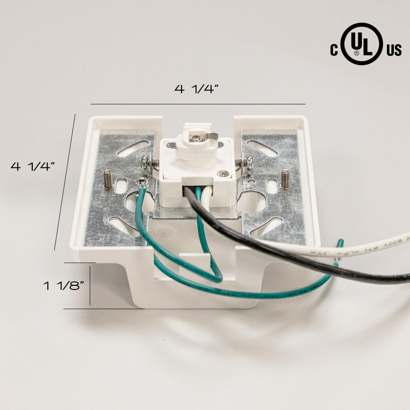WAC Lighting H Track 120V Floating Canopy Connector to Power Track from Electric Box for H Style 3-Wire Track Systems in White