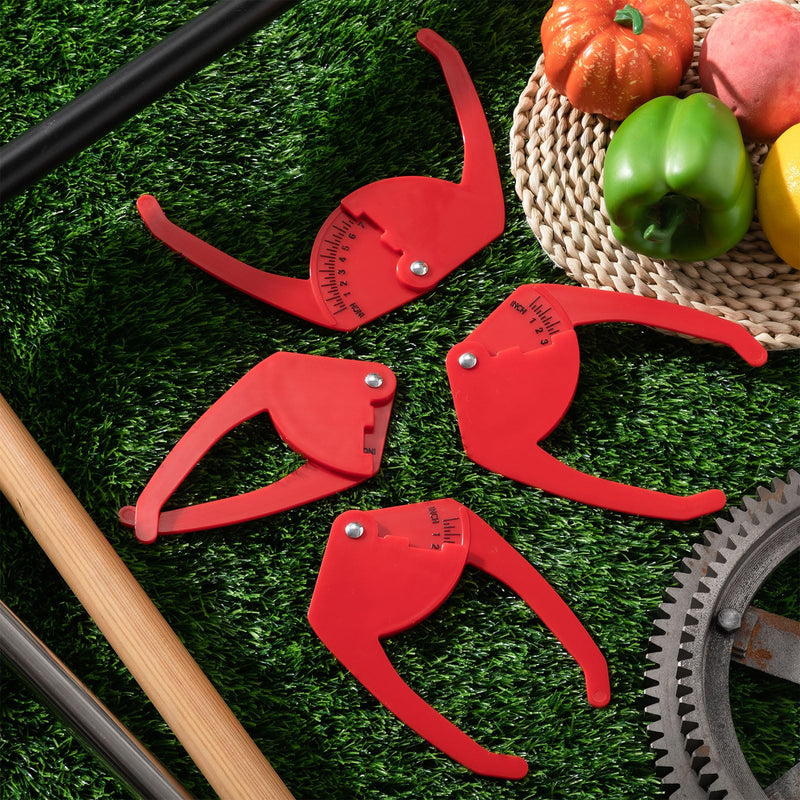 4 Pcs Plastic Pocket Caliper 7" Range Tree Caliper Measuring Tool for Onion, Fruit and Vegetable Diameter Measurement, 1/4 Inch Scale, Red, Easy to Read, Portable to Carry 4