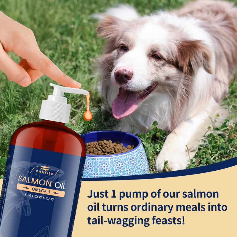 DANFISK Salmon Oil Formula with Omega 3, Fish Oil for Dogs Supplement, Skin & Coat Dog Oil, Itchy Relief, Immune Support for Joints & Heart, Food Topper, 16 oz. 16oz