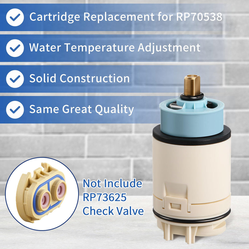 Dreyoo Single Function Pressure Balance Cartridge Replacement for RP70538, Shower Cartridge Compatible with Peerless and Delta Single Handle Tub/Showers Faucet (Check Valve Not Included) (1 Pack) 1