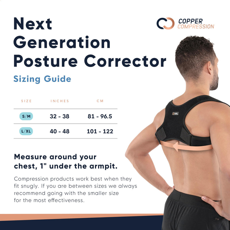 Copper Compression Posture Corrector for Men & Women - Adjustable Copper Infused Orthopedic Brace for Pain Relief from Bad Posture, Slumping - Targets Upper Back, Shoulders, Neck, Clavicle Large/X-Large (Pack of 1)