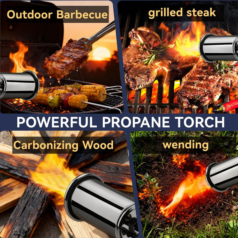 Bluefire 3272℉ Propane Torch, 50mm Wide Nozzle Powerful Grill Gun with Auto Ignition, High-Output Flame Thrower for BBQ, Charcoal, Sous Vide, Steak & Campfire(Tank Not Included)