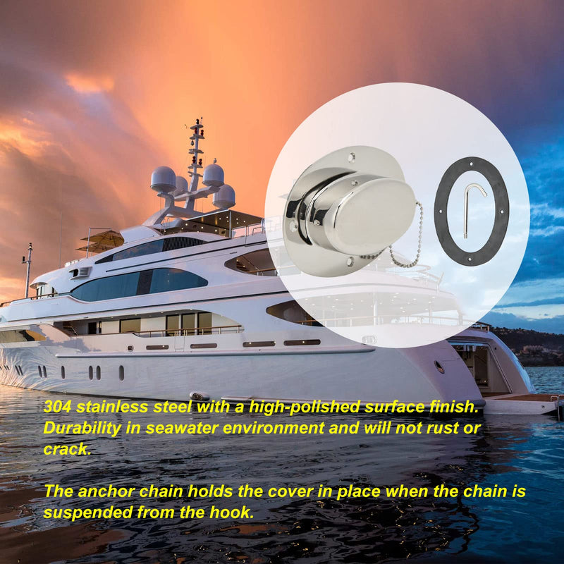 Yctze Rope Deck Pipe 304 Stainless Steel Chain Deck Pipe with Rubber Gasket 6.32x4.47in Base 4.3x2.31in Hole Marine Yacht Accessories