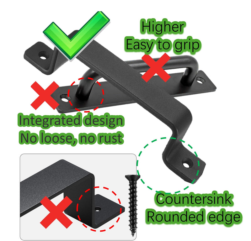 Premium Barn Door Handles Black,7.4 inch,2 Packs,Heavy Duty Rustic Metal Pulls for Sliding, Garage,Shed, Gate, Closet, Drawer, Indoor/Outdoor