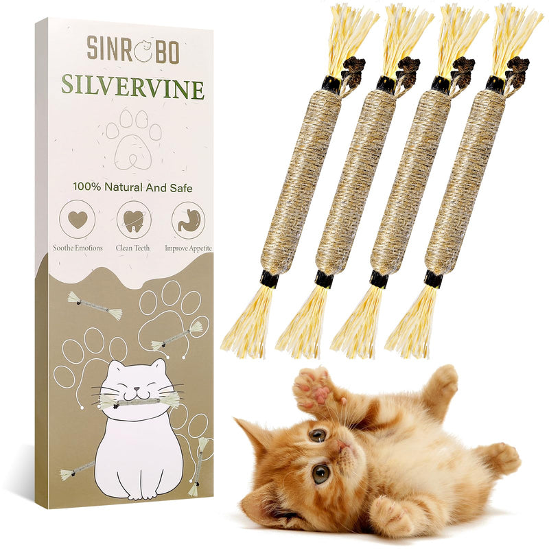 8 Pack Silvervine Sticks for Cats - Cat Chew Toy for Teeth Cleaning, Edible Matatabi Kitty Chew Sticks, Catnip Cat Toys for Indoor Cats (8 Sticks)
