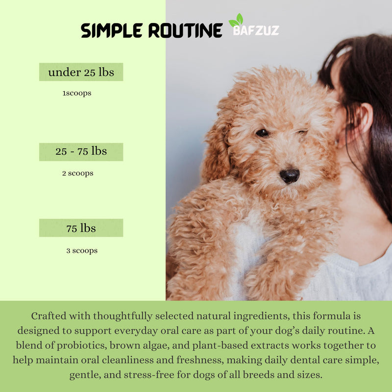 Dog Dental Powder - Plaque & Tartar Support - Fresh Breath & Oral Health - Natural Brown Algae Formula - 30-Day Supply (150g)