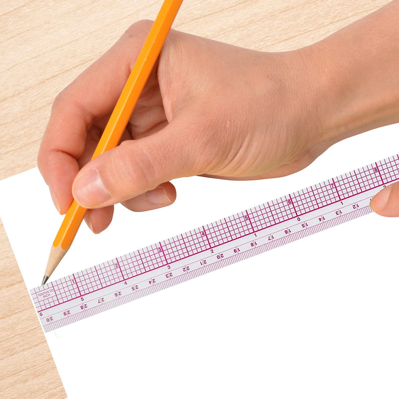 Westcott 10ths/Metric Beveled Ruler, 12-Inch/30cm (B-65), Clear 1 Count (Pack of 1)